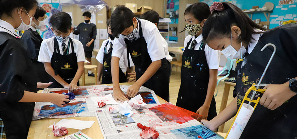 Students taking part in art activities