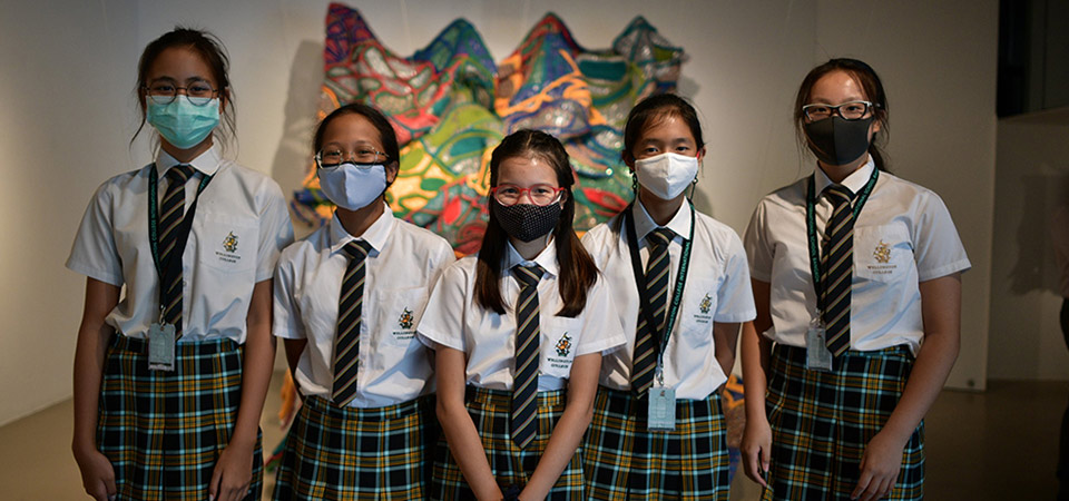 Students visiting an art exhibition