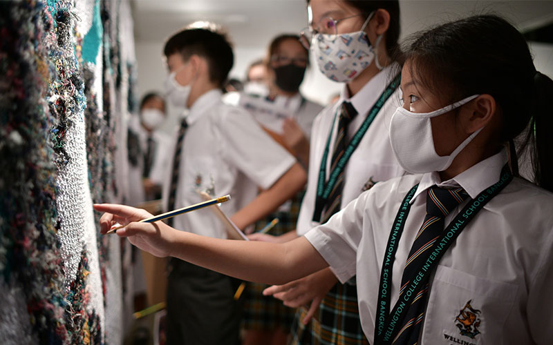 Students at “The Sea Ghost and Beyond” solo exhibition