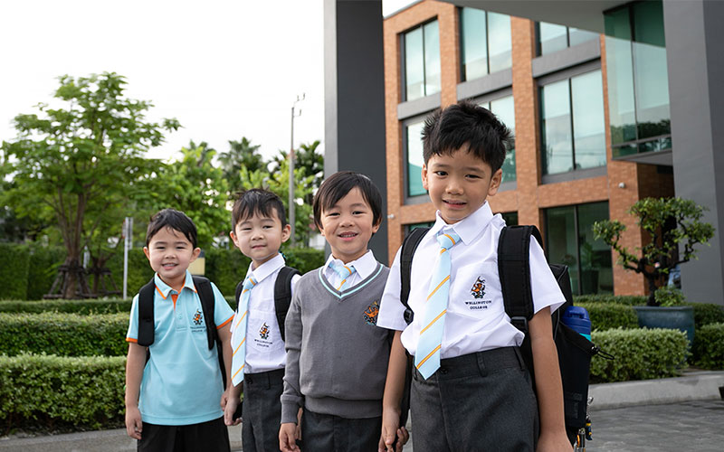 Students on first day back at Wellington College Bangkok